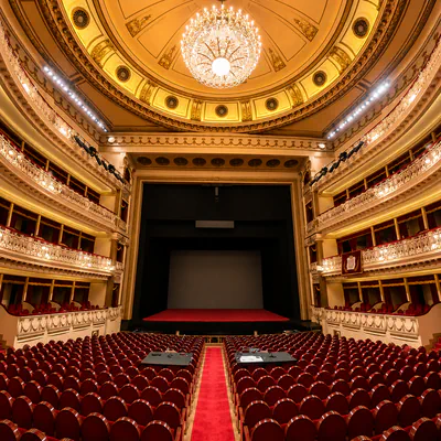Panorama 360 del patio de butacas del Teatro Campoamor de Oviedo.