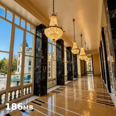 Vídeo 360 del vestíbulo de la segunda planta del Teatro Campoamor de Oviedo (186 MB).